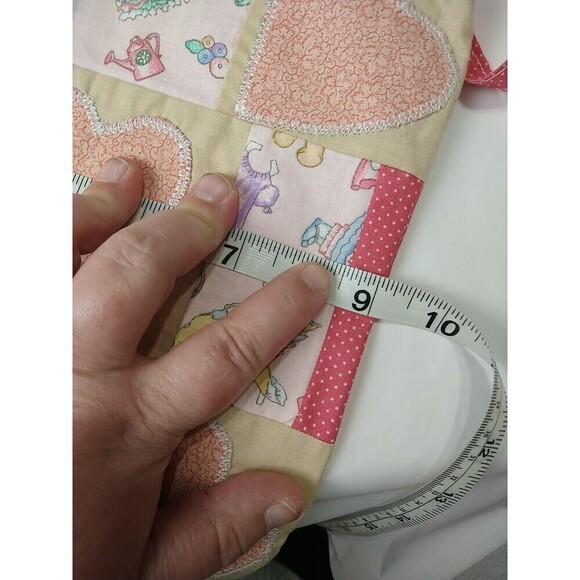Handmade New Quilted Square Pink Creme Hearts Paper Doll Book Bag/ Library Bag. - Picture 9 of 11